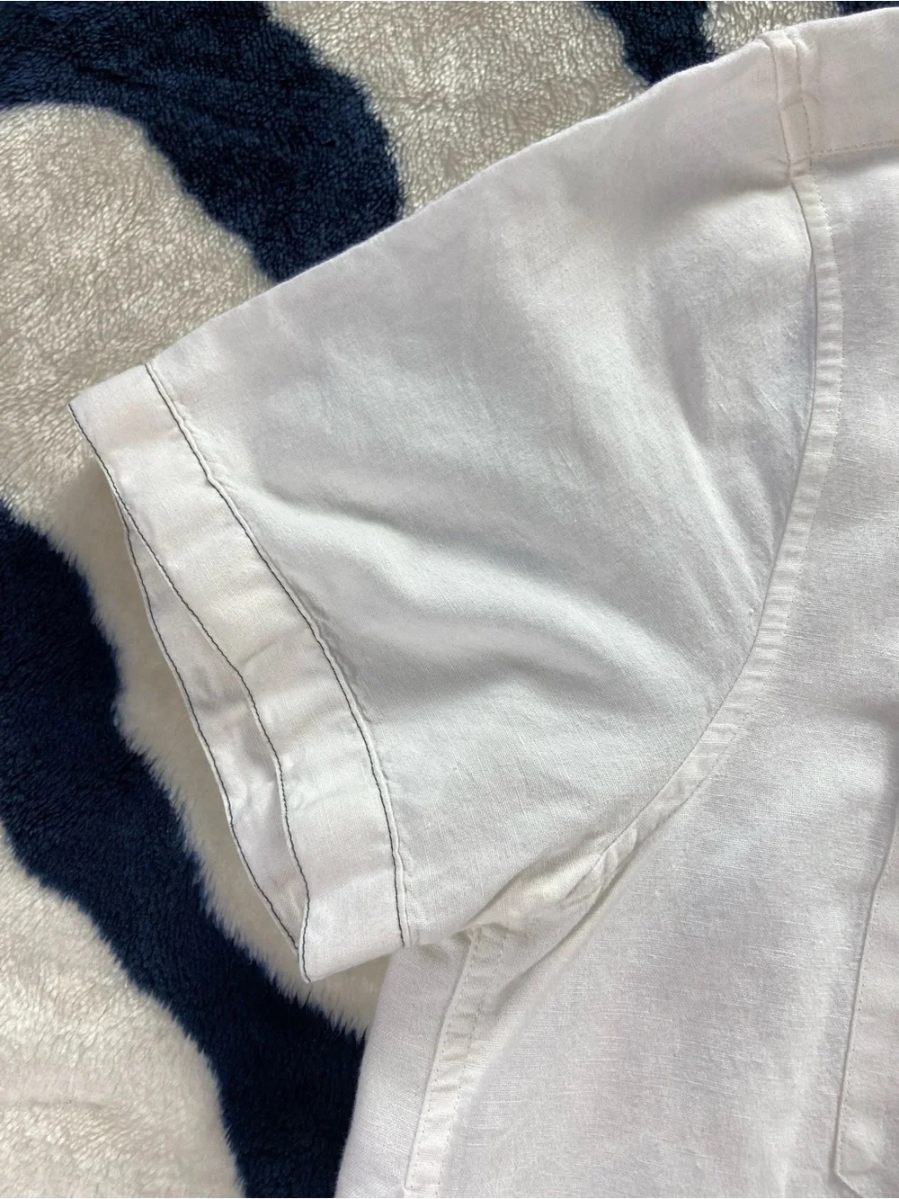 A/X Armani Exchange White Short-Sleeve Button-Down Shirt Linen Blend Large L